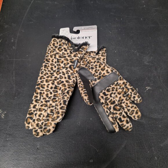 isotoner gloves womens Smartouch Leopard Print Winter Lined Women's One Size - Picture 7 of 7